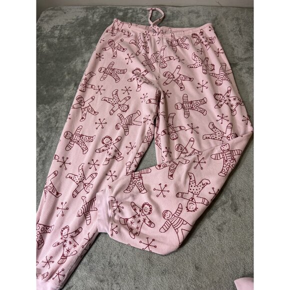 Cabernet Women’s Thermal Size Large Gingerbread Man Pajama Set Pink Christmas ￼ - Picture 7 of 12